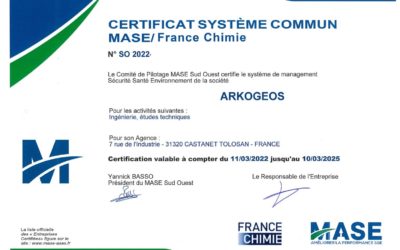 ArkoGéos a reconduit la certification MASE pour 3 ans